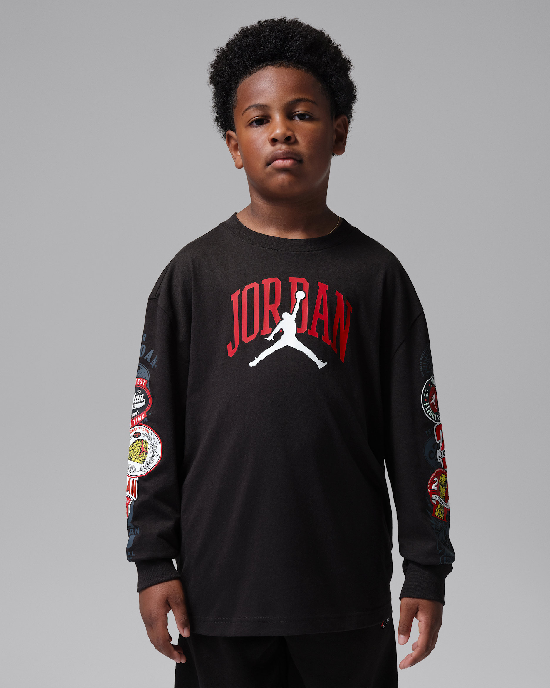 JORDAN 23 Vネック プルオーバー Jordan Big Kids' Interstate 23 Highway Arch Long-Sleeve T-Shirt